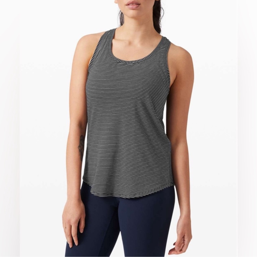 Lululemon Love Tank in a black and white stripe pattern